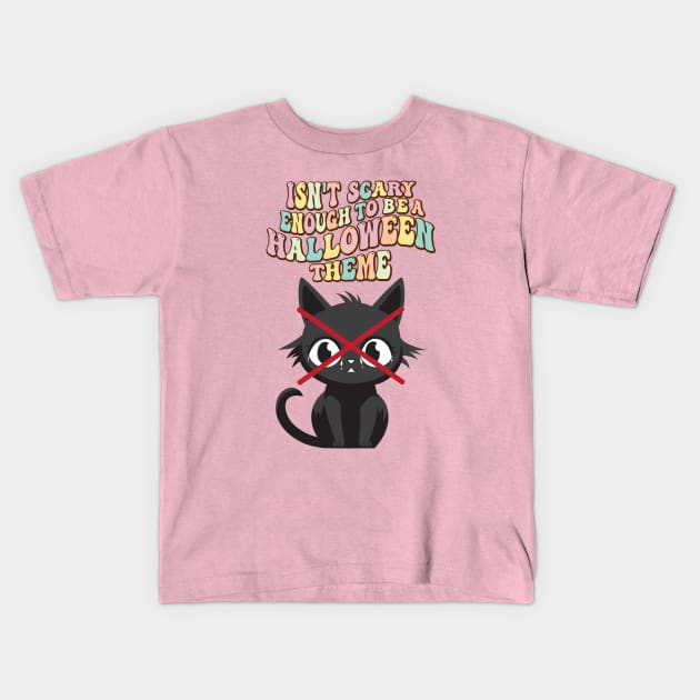 cute black cat sad unused for Halloween theme. Kids T-Shirt by Yopi